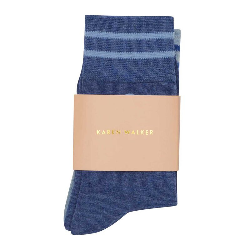 Karen Walker Runaway Girl Socks 2 Pack Blue/Light Blue image number 1